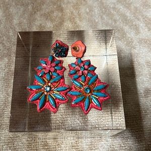 J. Crew Pink and Blue Rhinestone Earrings